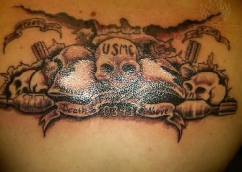 Harley Davidson USMC Skull Tattoo